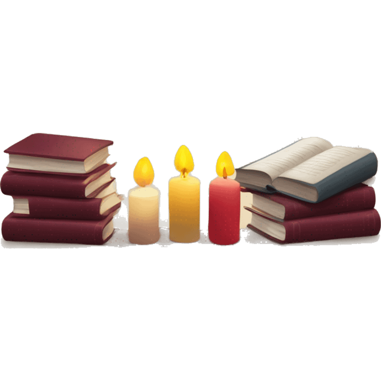 Books and candles entering for a window burgundy emoji