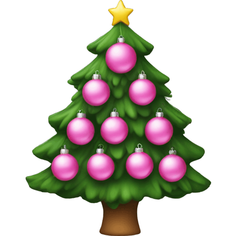 christmas tree with pink ornaments  emoji