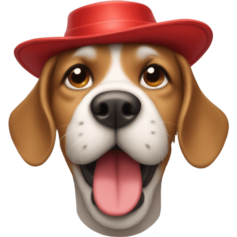 Dog wearing a huge red hat  emoji