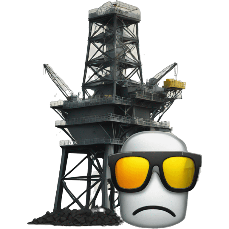 oil rig with hazardous waste and sunglasses emoji