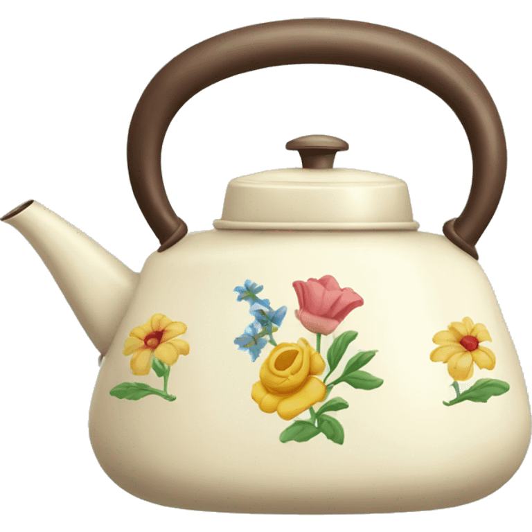 Vintage kettle with flower design emoji