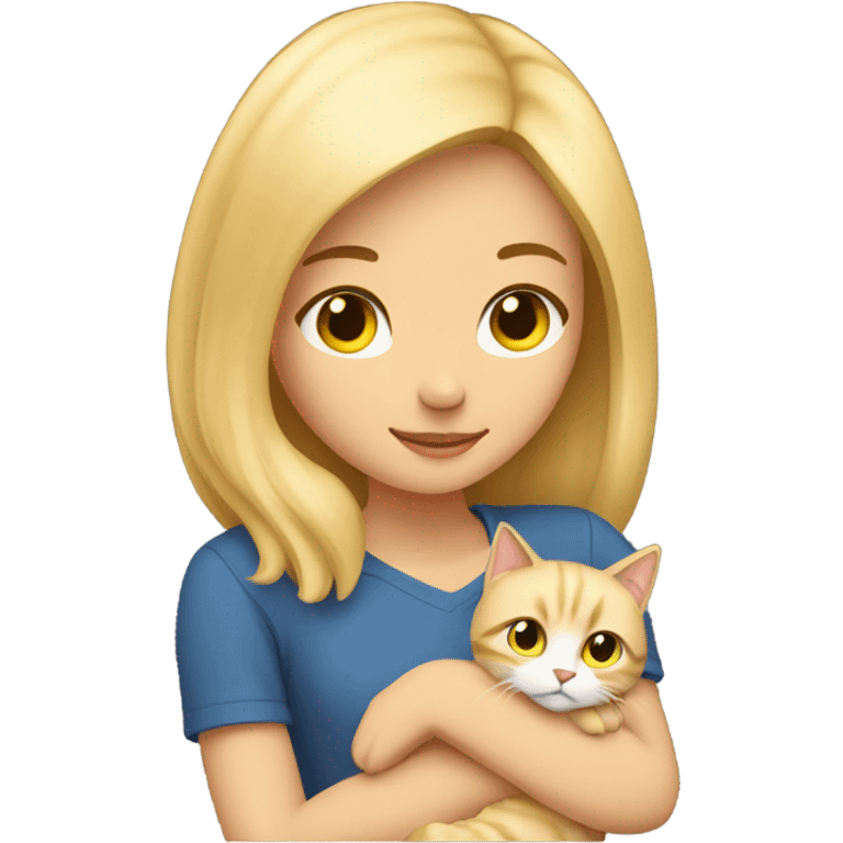 blonde girl with fluffy blonde cat emoji