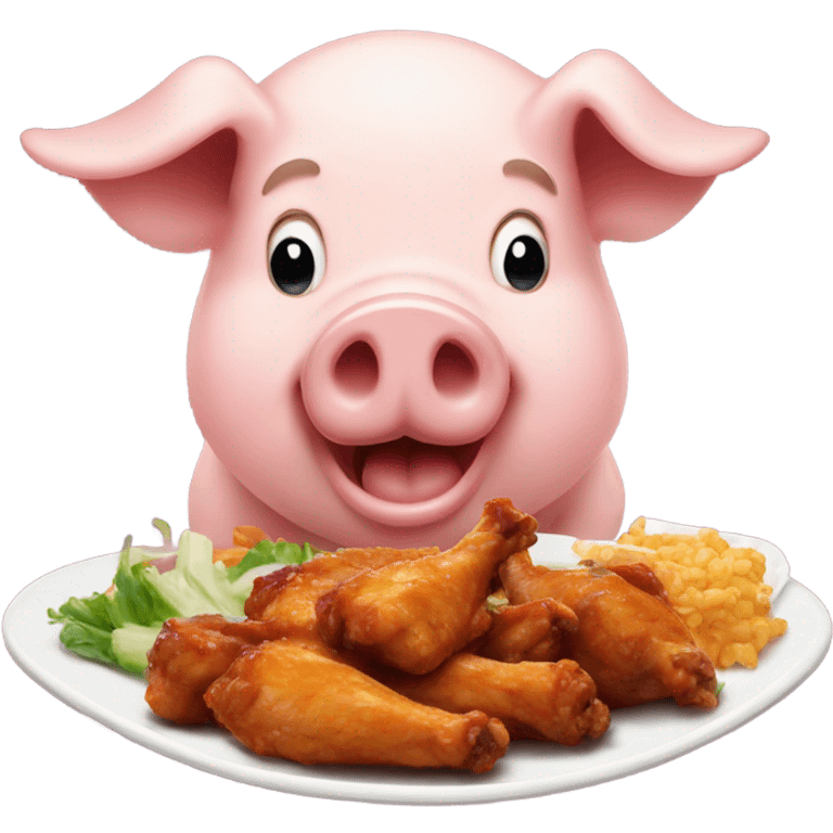 Pig eating chicken wings  emoji