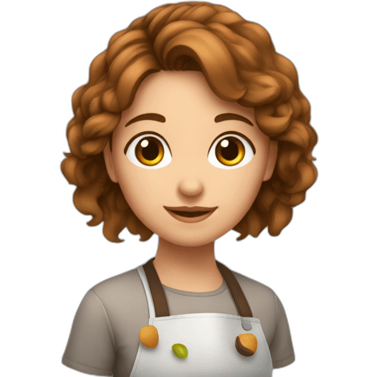 Une fille avec des cheveux bruns en train de cuisiner emoji