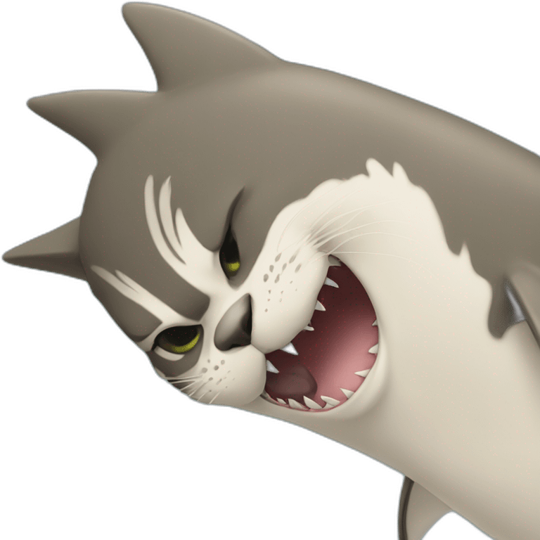 Shark kissing a cat emoji