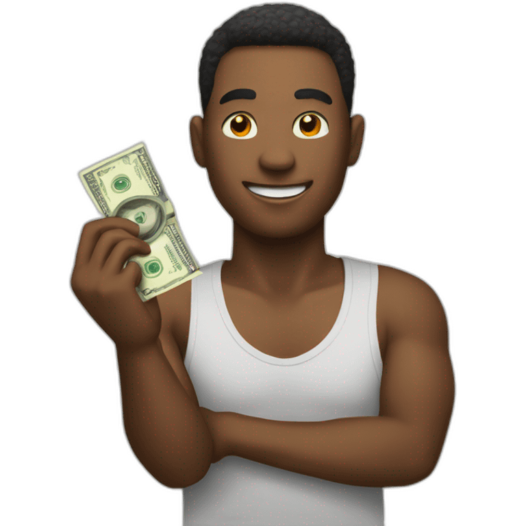 Haapy emoji with cash on hand emoji