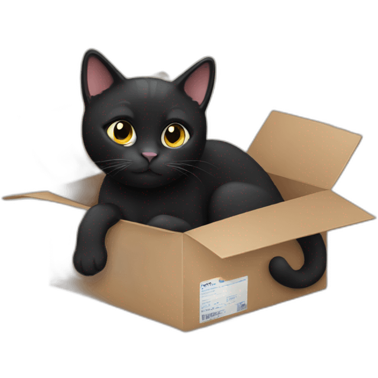 Black cat is working in delivery emoji