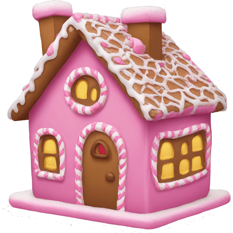 A pink gingerbread house emoji