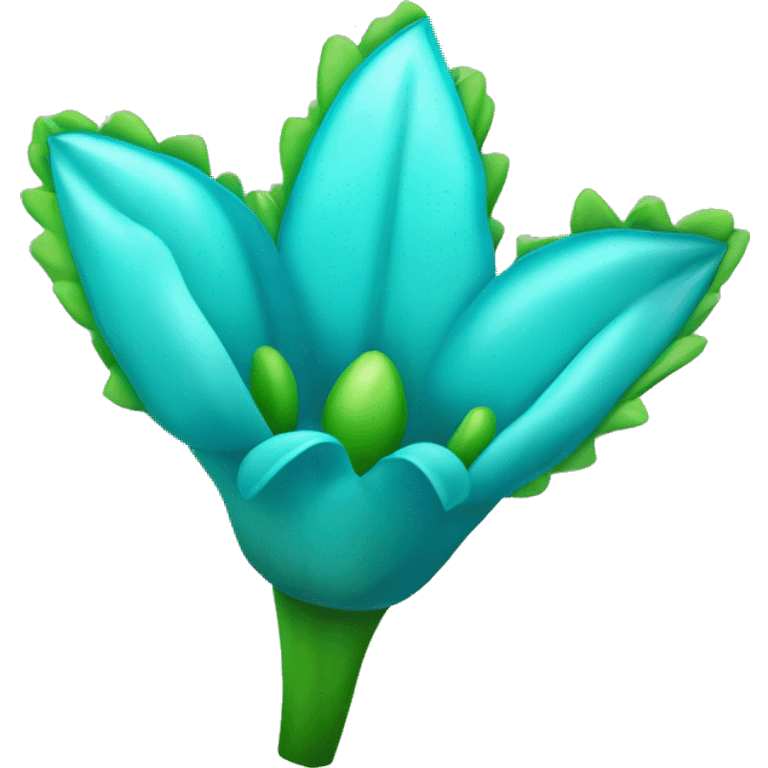 una flor azul con espinas y tallos verdes emoji