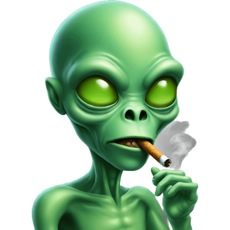 green alien smoking a cigarette  emoji