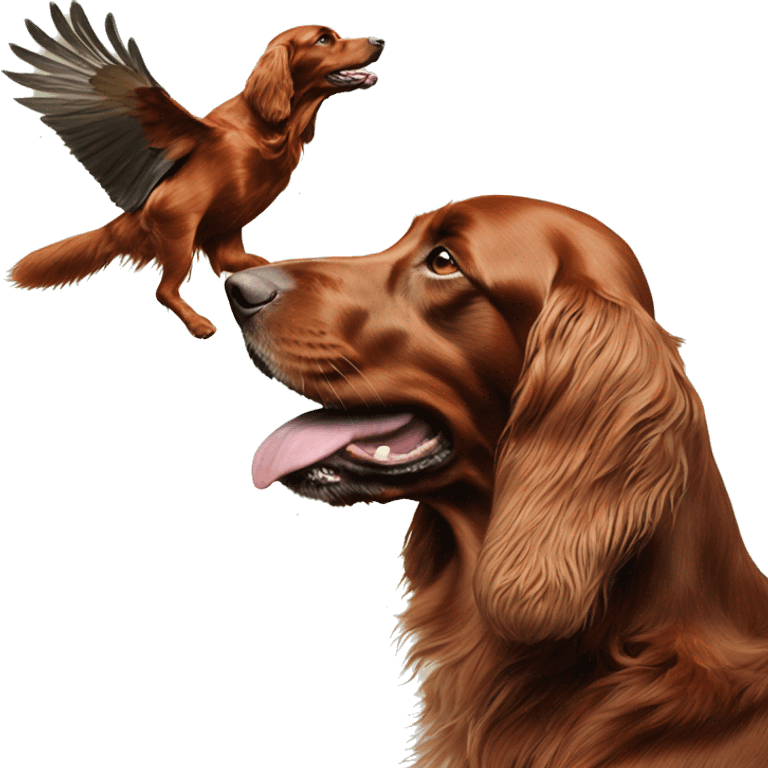 Irish setter catching a bird emoji