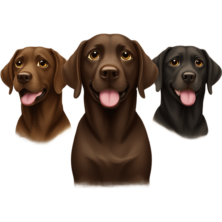 A family of labradors two black one chocolate one golden emoji