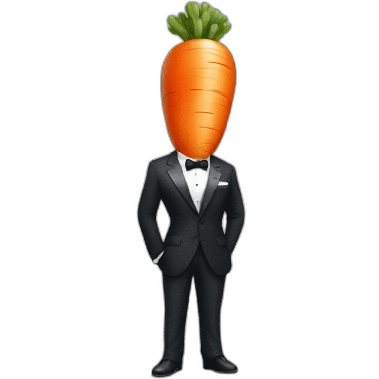 A carrot looking cool wearing a James Bond suit emoji