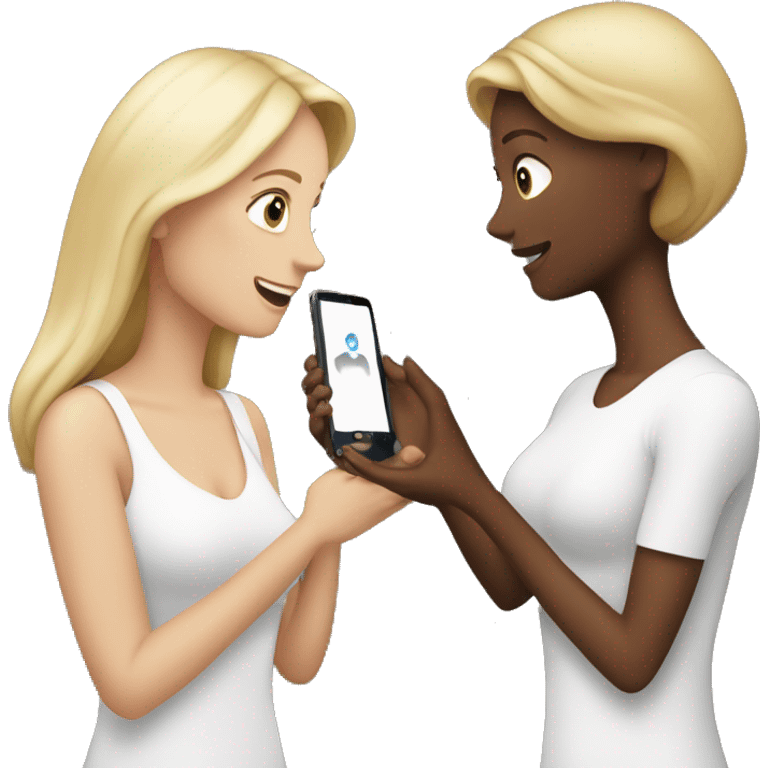 white woman showing her phone to another white woman emoji