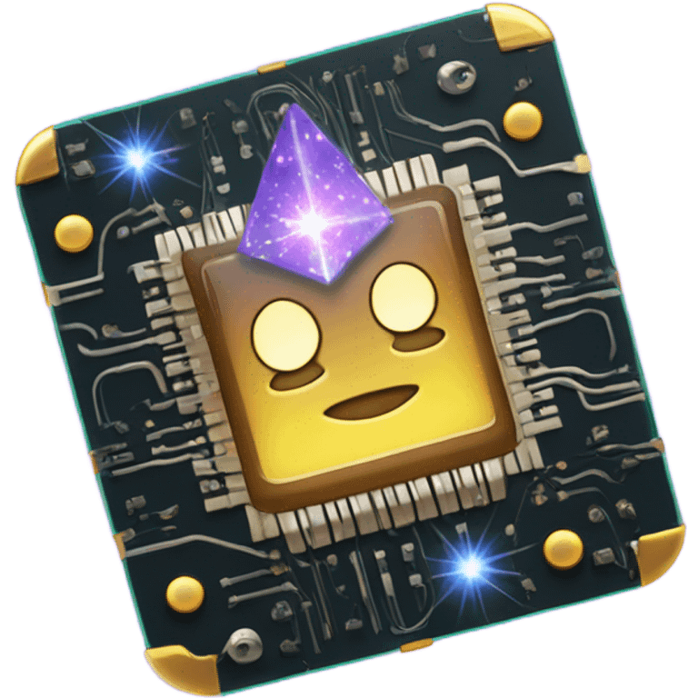 circuit chip with magical sparkles aro emoji