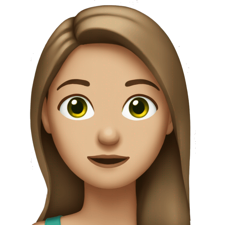 Italian young woman green eyes long brown hair emoji