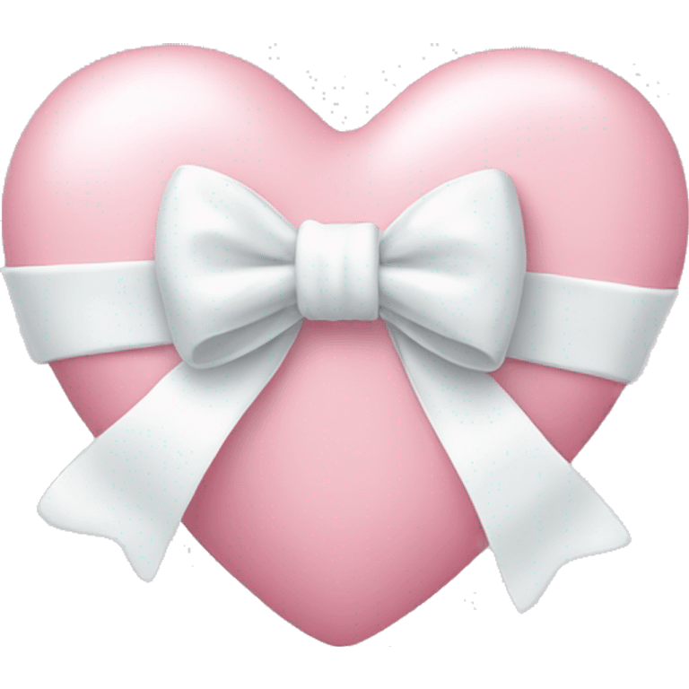 Pastel pink heart with white bow emoji