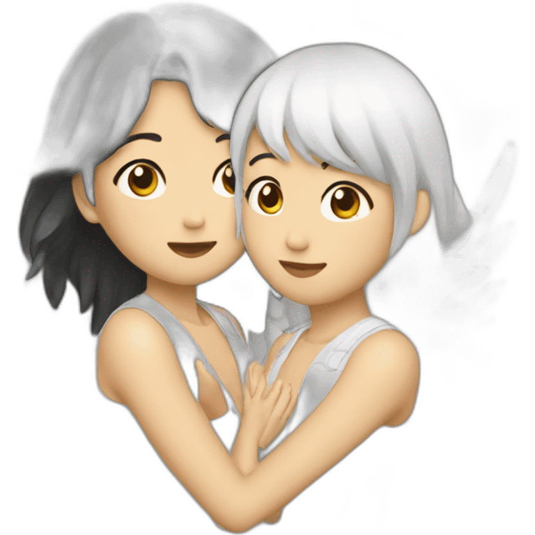 Two Female Asian angels wings emoji