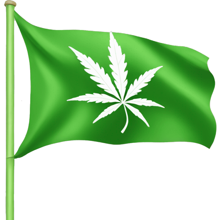 green flag with white weed leaf  emoji