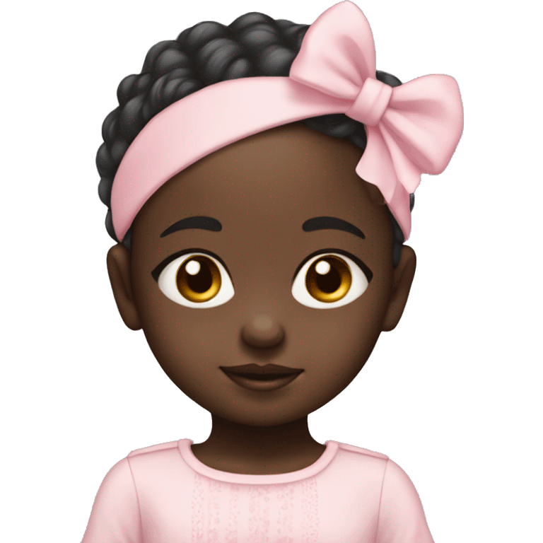 Black skin baby with powder pink headband with bow emoji