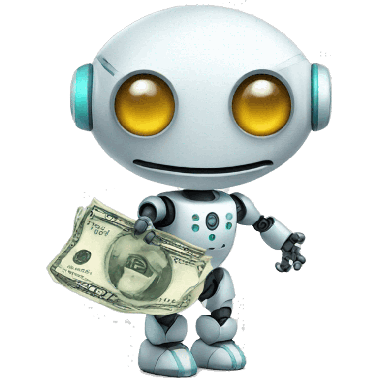 Cute robot with money emoji