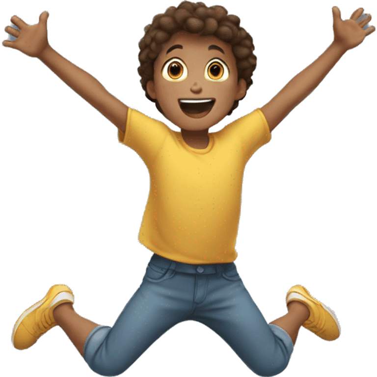 child is jumping with his arms up emoji