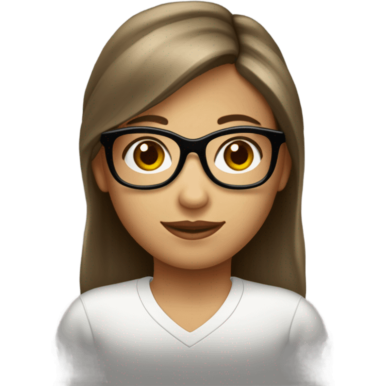 Niña de piel blanca con pelo largo color de pelo entre un marrón oscuro con gafas masomenos cuadradas y linda de cara  emoji