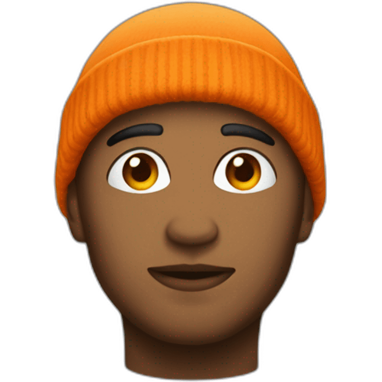 Persona sin pelo con gorro de lana naranja emoji