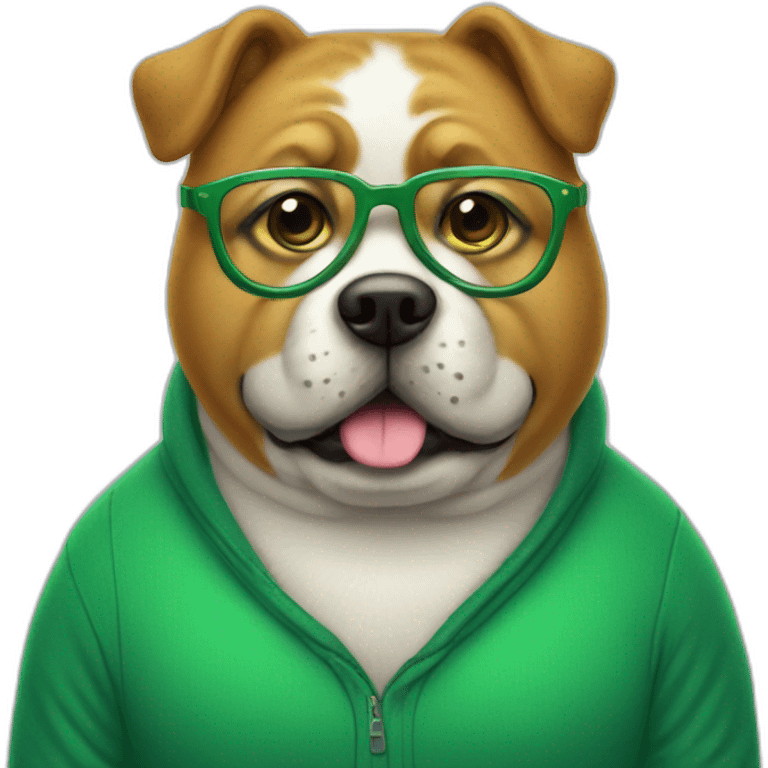 Green Fat dog with glasses emoji