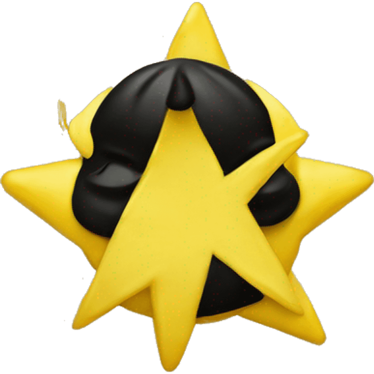 Yellow circke with black star in the middle emoji