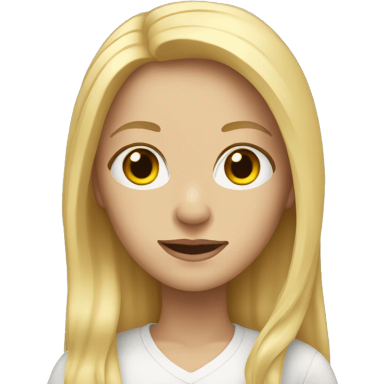 White woman with light yellow long hair, very light skin emoji