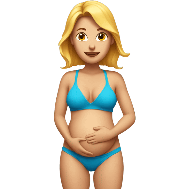 white woman with early pregnant belly, in bikini emoji