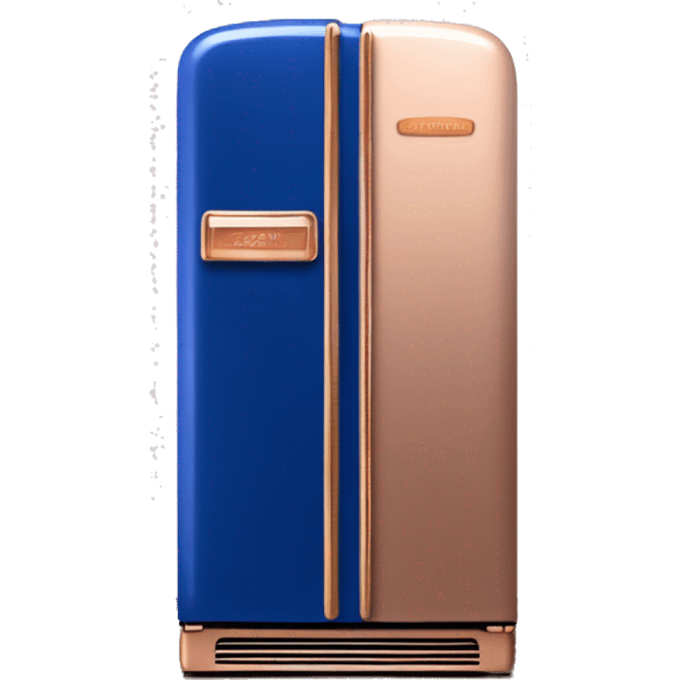 Realistic royal blue and rose gold retro vintage fridge.  emoji