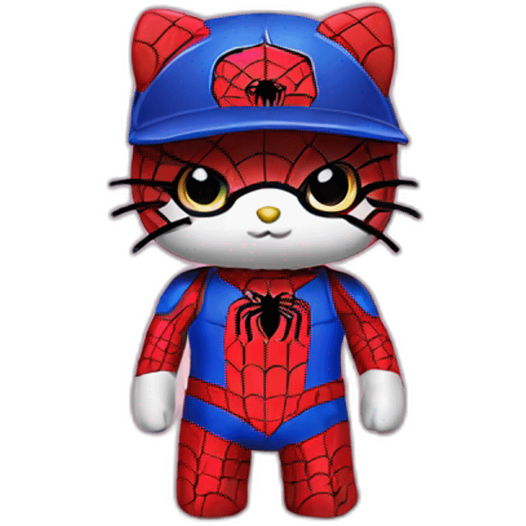 Hello kitty with a spider man cap (very cute) emoji