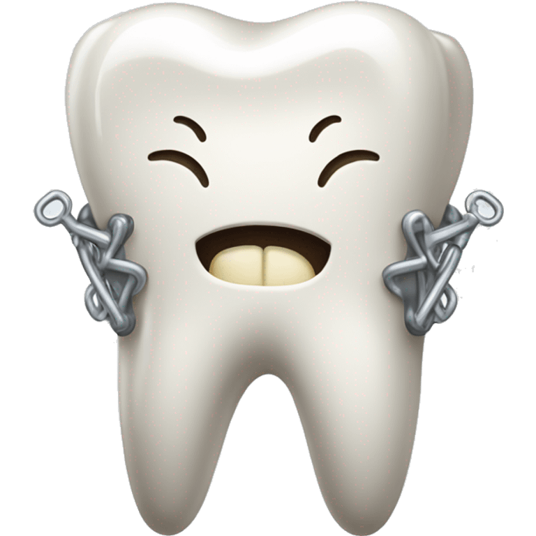 a tooth with a metalic brace emoji