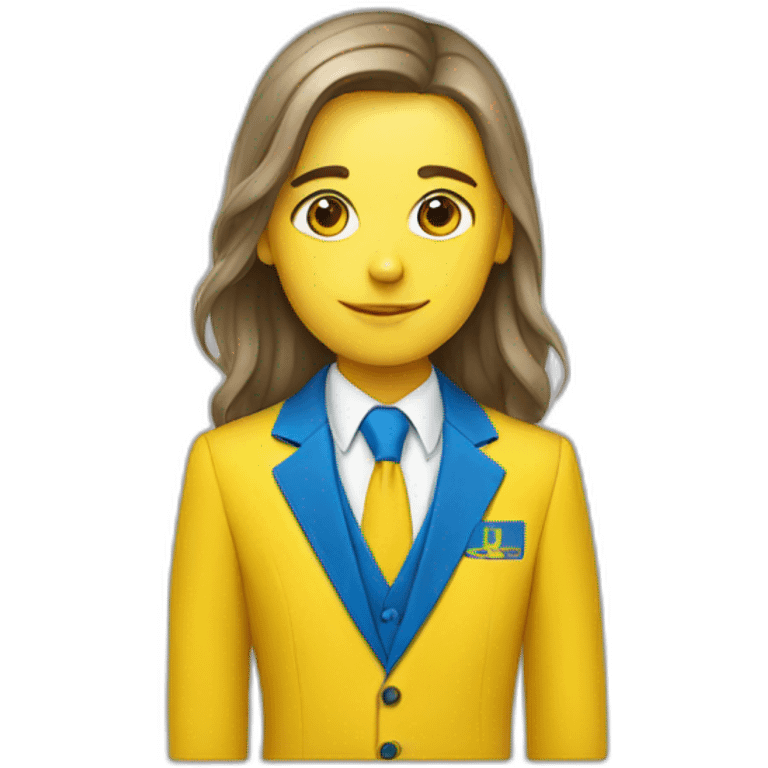 Ukrainian student wearing a suit in the color of the Ukrainian flag emoji