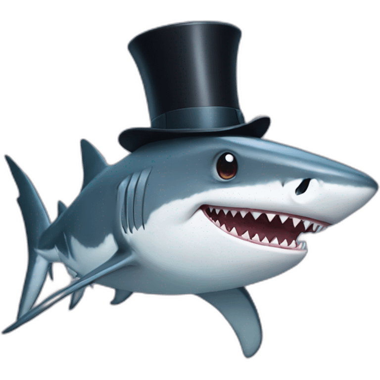 Shark with a top hat emoji