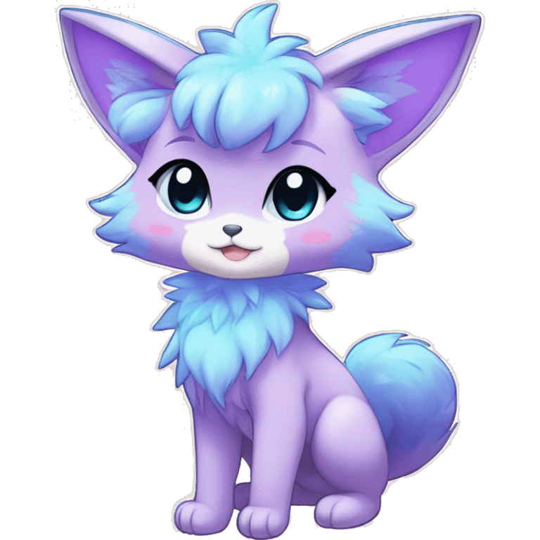 Anthro Cute Gorgeous Petite Shiny Colorful Pastel Glitter Sparkle Stars Anime Chibi Animal-Fakémon-Pokémon-Hybrid Fur Sona Aesthetic Trending Style Full Body emoji