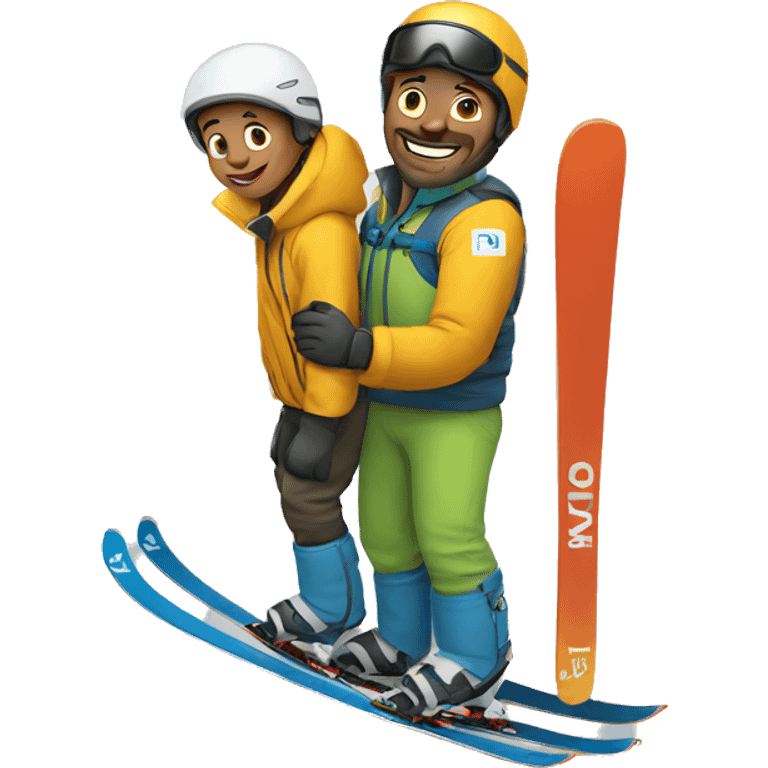 father and son expert skiers emoji