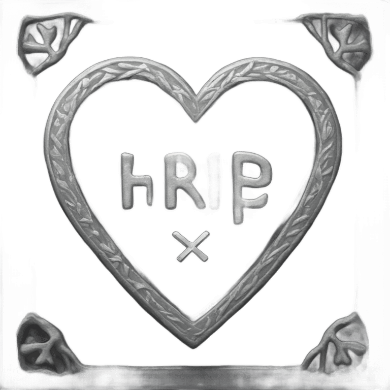 a black tombstone with the inscriptions in silver R. i. p. and a silver heart in the center emoji