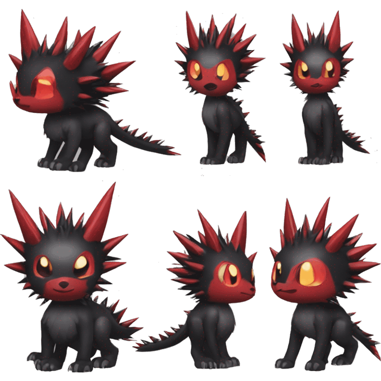 cool black red animal spiky hybrid Fakemon full body emoji