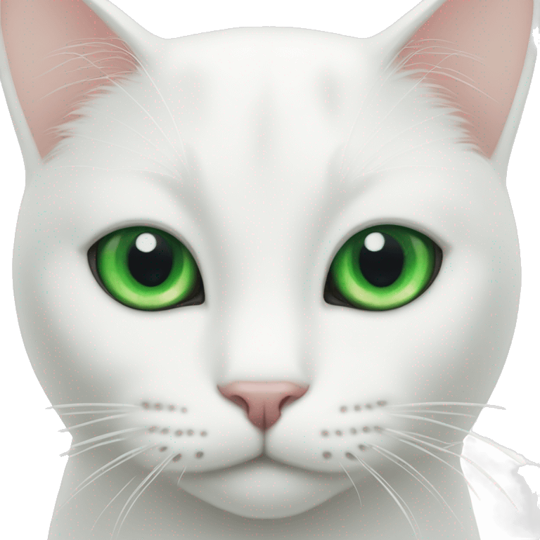 White cat with one green and one blie eye emoji