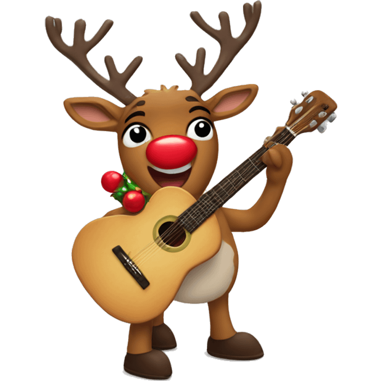 Rudolph with a guitar emoji