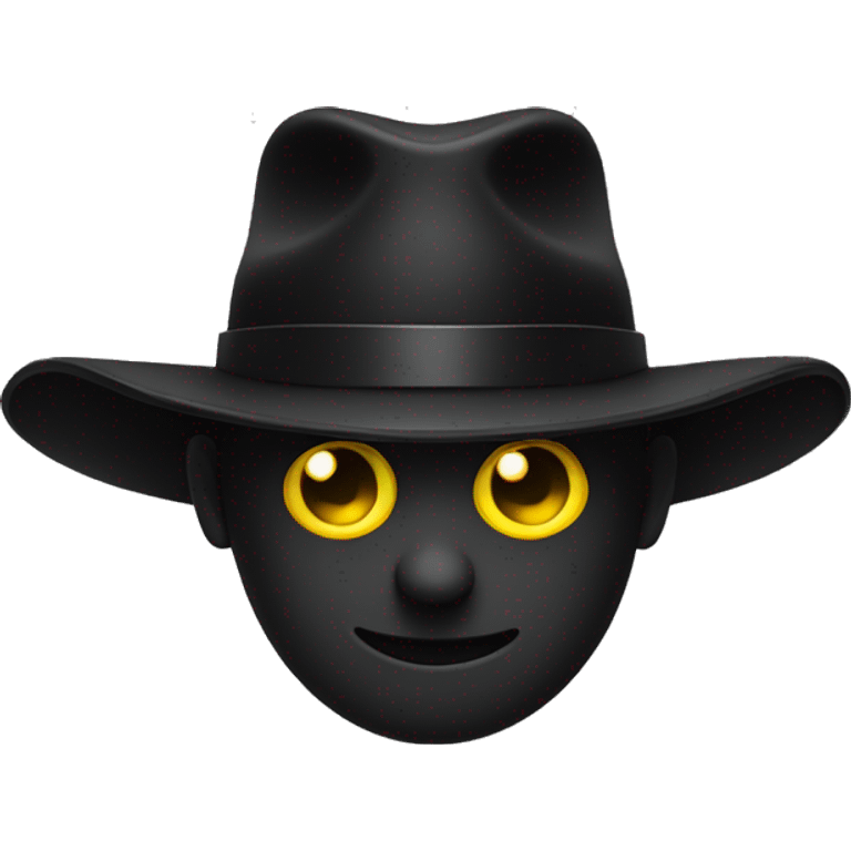 Black Hat face, yellow eyes, cartoon emoji