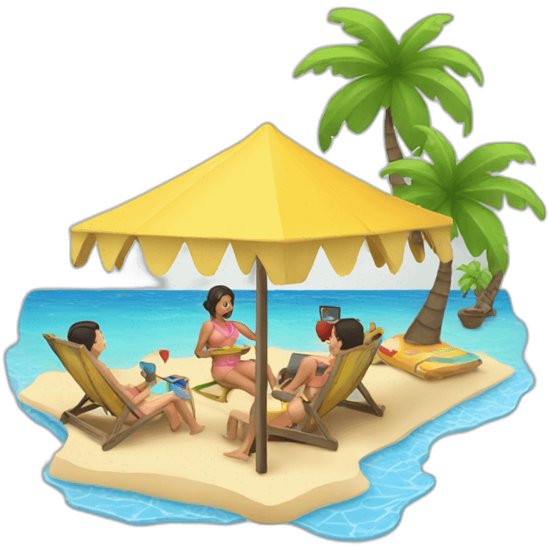 computer beach party emoji