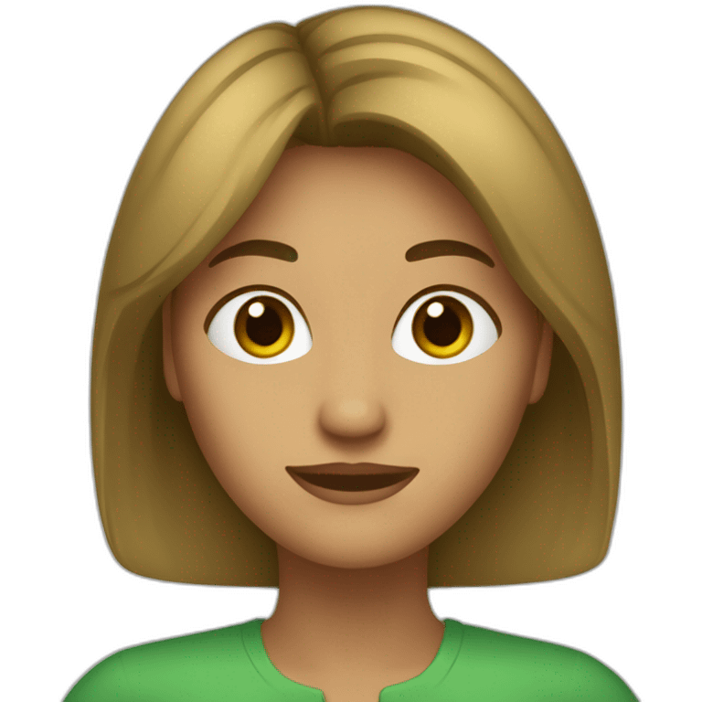 Mujer de 41 años con pelo castaño y ojos verdes emoji