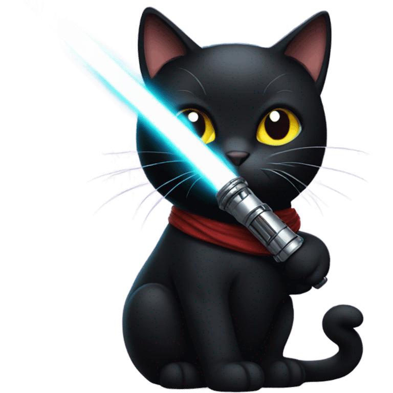 Black cat with lightsaber emoji