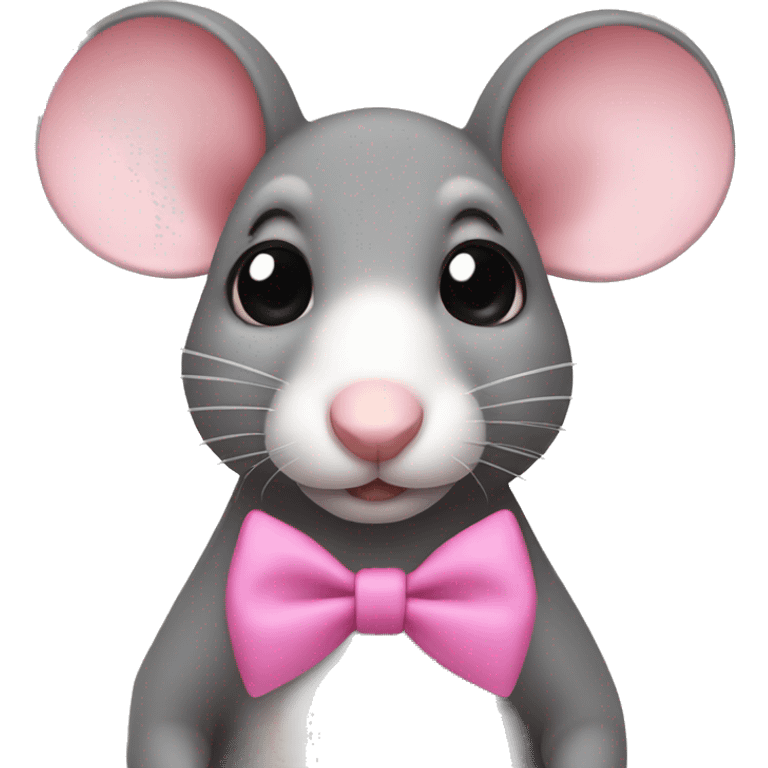 Rat with cute eyes wearing a pink bow on the head emoji