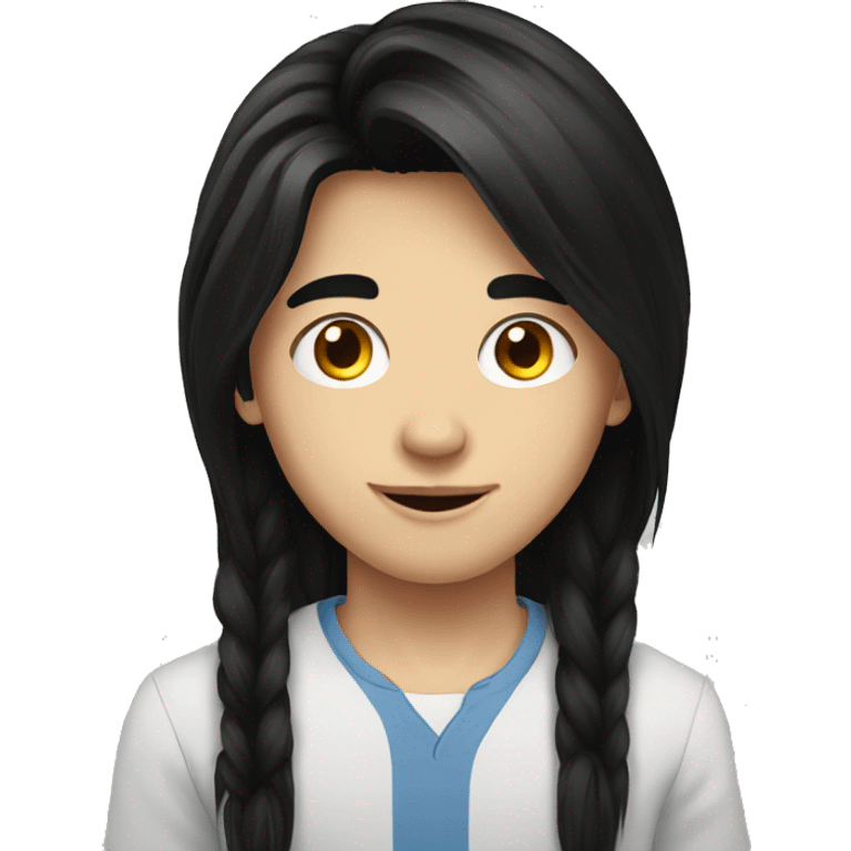 european teenager boy long black hair emoji