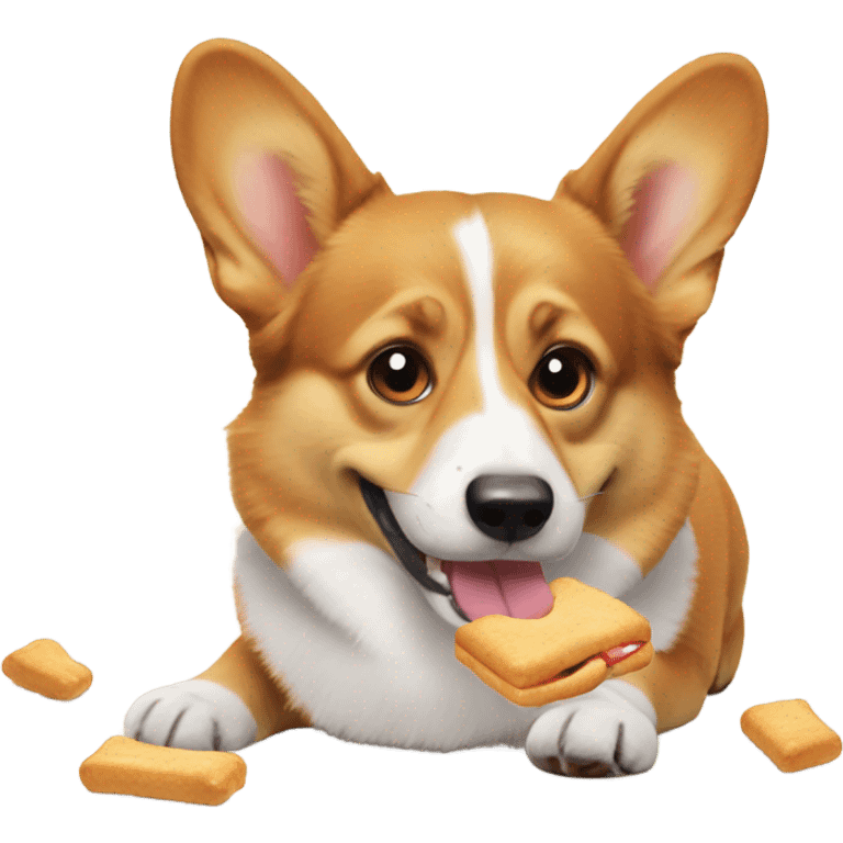 Corgi eating treats emoji